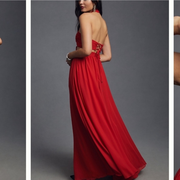 PatBO CUT-OUT HALTERNECK MAXI DRESS - CANDY RED. Size 6 - Picture 13 of 16